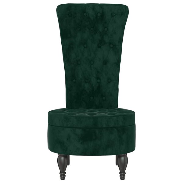 vidaXL Sill&oacute;n de respaldo alto con botones terciopelo verde oscuro