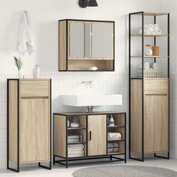 vidaXL Gabinete de Ba&ntilde;o Sonoma 40 x 30 x 100 cm Madera contrachapada