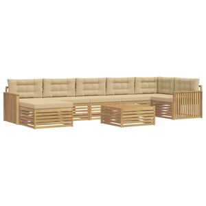 vidaXL Conjunto de sof&aacute;s de exterior 8 uds. y Beige