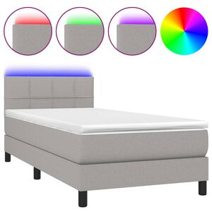 vidaXL Cama box spring colch&oacute;n y luces LED tela gris claro 80x200 cm