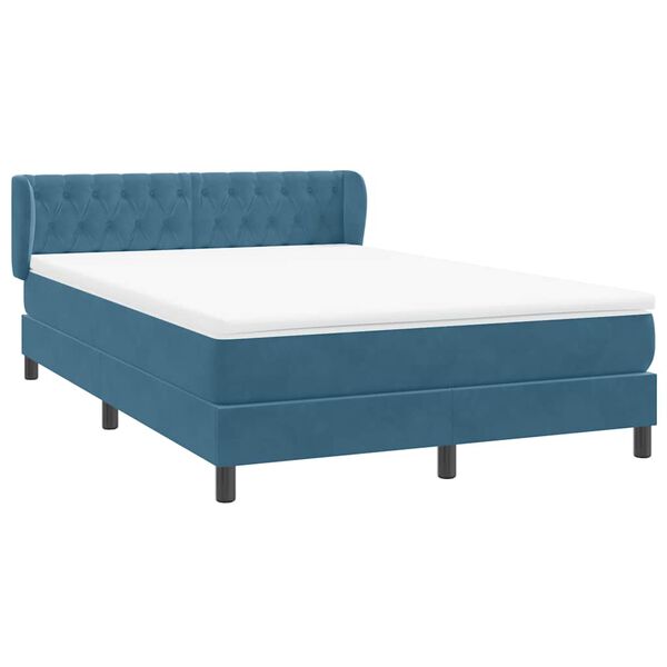 vidaXL Cama box spring con colch&oacute;n terciopelo azul oscuro 160x220 cm