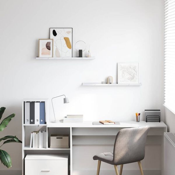 vidaXL Estante de pared con estante 2 pcs M&aacute;rmol 80 x 9 x 3 cm
