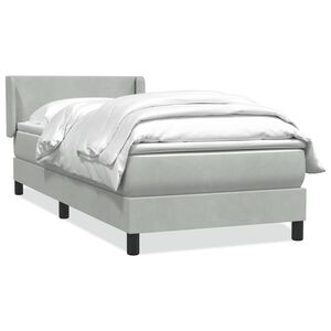 vidaXL Cama box spring con colch&oacute;n terciopelo gris claro 80x220 cm