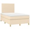 vidaXL Cama box spring con colch&oacute;n y luces LED tela crema 120x190 cm