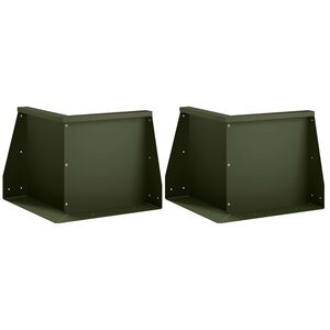 vidaXL Muro de Contenci&oacute;n 2 uds. 50 x 50 x 30 cm Acero Verde oliva