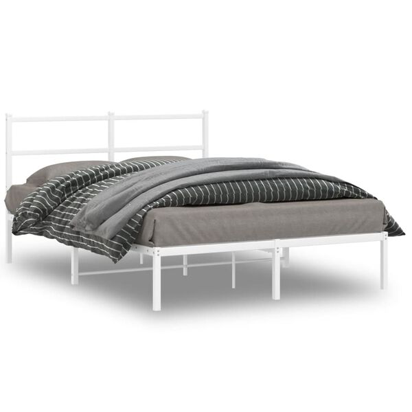vidaXL Estructura cama sin colchón con cabecero metal blanco 140x190cm