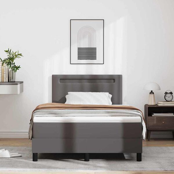 vidaXL Cama tipo Box Spring Gris 120 x 190 cm Cuero sint&eacute;tico