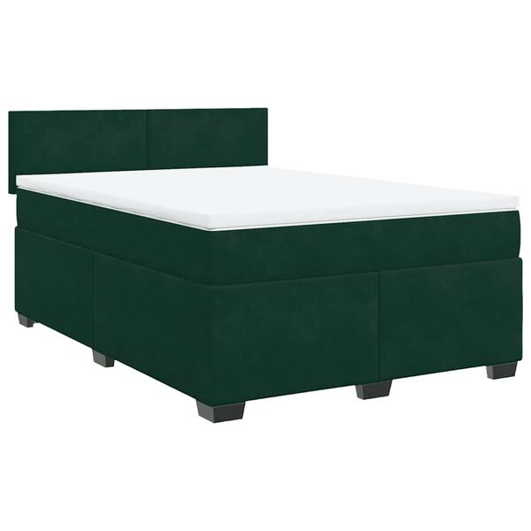 vidaXL Cama box spring con colch&oacute;n terciopelo verde oscuro 160x200 cm