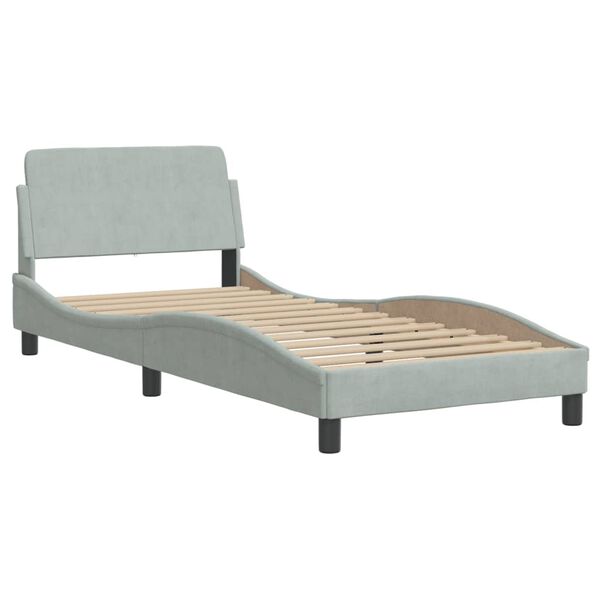 vidaXL Estructura de cama sin colchón Hanko terciopelo gris claro 90x190 cm