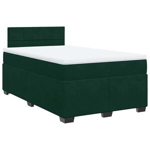 vidaXL Cama box spring con colch&oacute;n terciopelo verde oscuro 120x200 cm