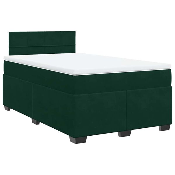 vidaXL Cama box spring con colch&oacute;n terciopelo verde oscuro 120x200 cm