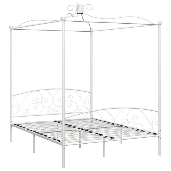 vidaXL Estructura de cama con dosel sin colch&oacute;n metal blanco 180x200cm