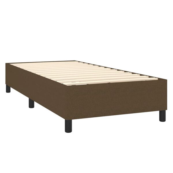 vidaXL Estructura de cama con somier tela marr&oacute;n oscuro 80x200 cm