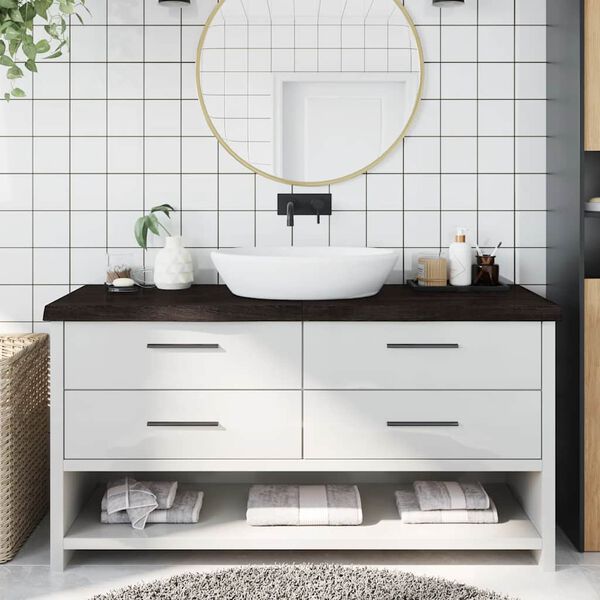 vidaXL Encimera de baño madera tratada marrón oscuro 160x60x(2-6) cm