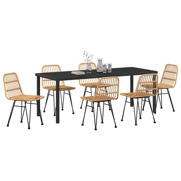 vidaXL Conjunto de Comedor de Jard&iacute;n 7 pcs Marr&oacute;n