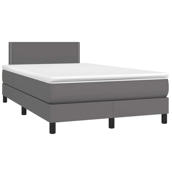 vidaXL Cama box spring con colch&oacute;n cuero sint&eacute;tico gris 120x190 cm