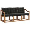 vidaXL Conjunto de sof&aacute;s de exterior 3 uds. Natural y negro