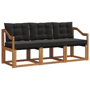 vidaXL Conjunto de sof&aacute;s de exterior 3 uds. Natural y negro