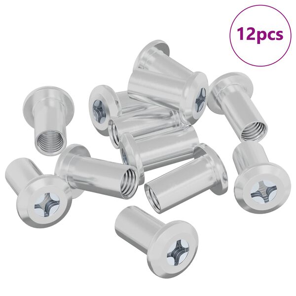 vidaXL Tuerca de Bloqueo 12 pcs N&iacute;quel M6 x 15 mm Acero