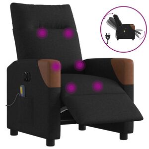 vidaXL Sill&oacute;n reclinable de masaje el&eacute;ctrico tela negro