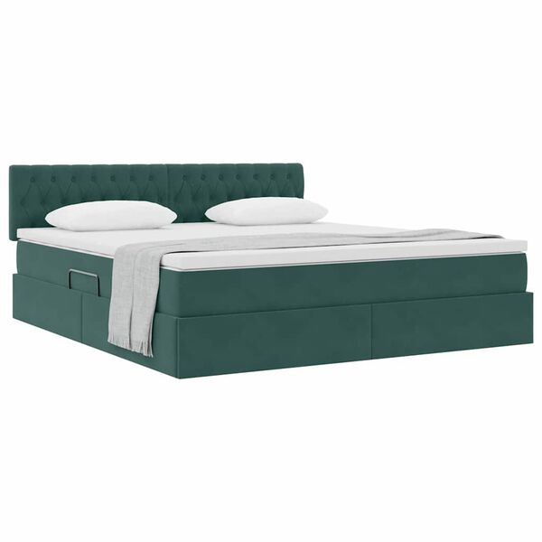 vidaXL Cama con almacenamiento Verde oscuro 180 x 200 cm Terciopelo