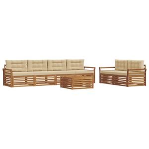 vidaXL Conjunto de sof&aacute;s de exterior con coj&iacute;n 7 pcs Natural y Beige