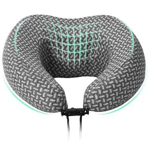 vidaXL Almohada de viaje para el cuello Gris 30 x 28 x 14 cm Poli&eacute;ster