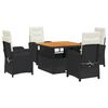 vidaXL Set de muebles jard&iacute;n 5 pzas con cojines rat&aacute;n sint&eacute;tico negro