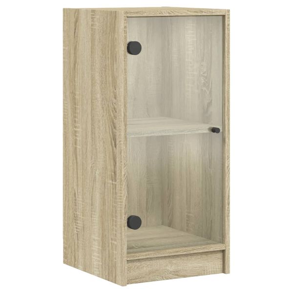 vidaXL Armario auxiliar puertas de vidrio roble Sonoma 35x37x75,5 cm