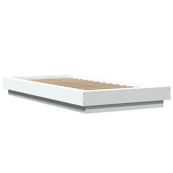 vidaXL Estructura de cama con LED madera ingeniería blanco 90x200 cm