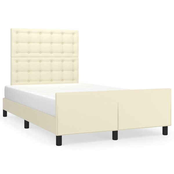 vidaXL Estructura de cama sin colch&oacute;n cuero sint&eacute;tico crema 120x200 cm