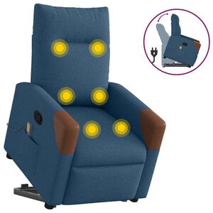 vidaXL Sill&oacute;n reclinable de masaje elevable tela azul