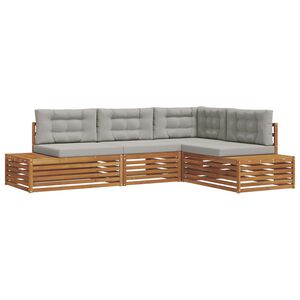 vidaXL 5 uds. Conjunto de sof&aacute;s de exterior Gris Natural y Claro