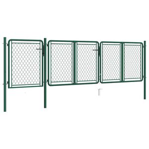 vidaXL Puerta de jard&iacute;n de acero 400 x 75 cm verde