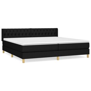 vidaXL Cama box spring con colch&oacute;n tela negro 200x200 cm