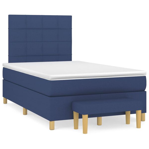 vidaXL Cama box spring con colch&oacute;n tela azul 120x200 cm
