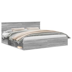 vidaXL Estructura de cama con cabecera Gris Sonoma 200 x 200 cm