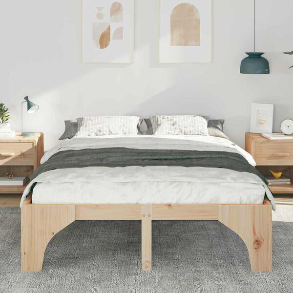 vidaXL Estructura de cama Marr&oacute;n 160 x 200 cm Madera de pino macizo