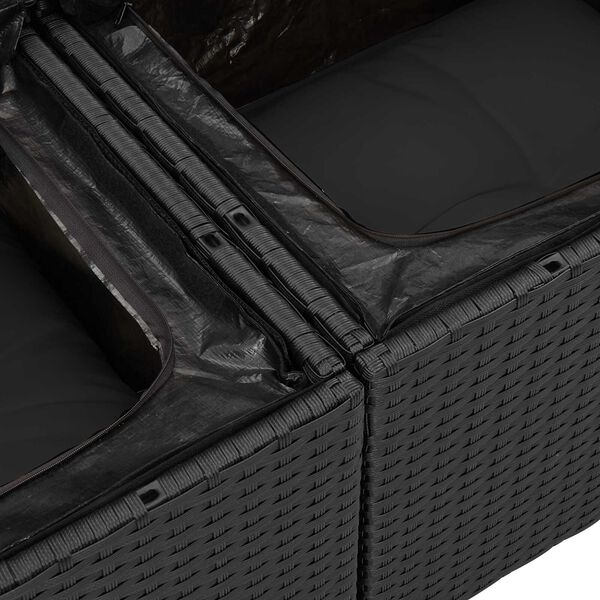 vidaXL Conjunto de sof&aacute;s de jard&iacute;n con coj&iacute;n 12 pcs Negro Polirat&aacute;n