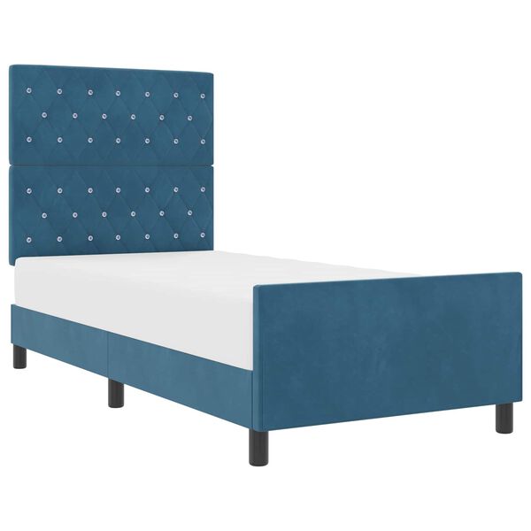 vidaXL Cama tipo Box Spring Azul Oscuro 90 x 200 cm Terciopelo