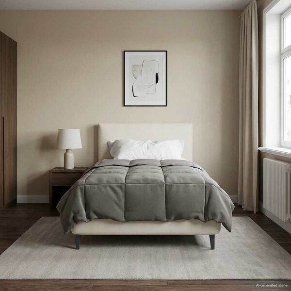 vidaXL Edred&oacute;n de Todo el A&ntilde;o Gris Claro 140 x 200 cm Microfibra