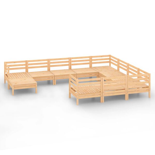 vidaXL Juego de muebles de jard&iacute;n 11 piezas madera maciza de pino