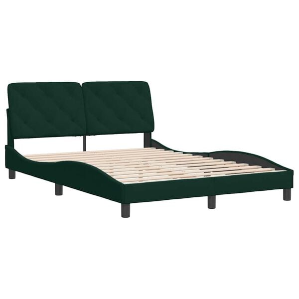 vidaXL Estructura cama sin colch&oacute;n terciopelo verde oscuro 140x190 cm