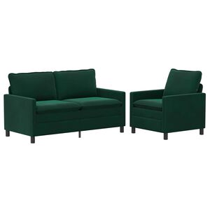 vidaXL Juego de Sof&aacute; 2 uds. Verde oscuro Terciopelo