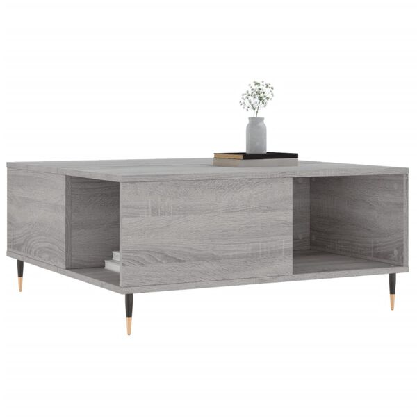 vidaXL Mesa de centro madera contrachapada gris Sonoma 80x80x36,5 cm