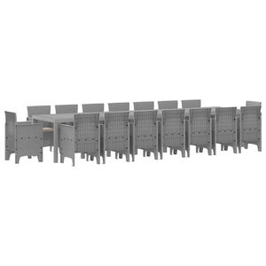 vidaXL Conjunto de comedor de jard&iacute;n con cojines 17 pcs Gris Claro PP