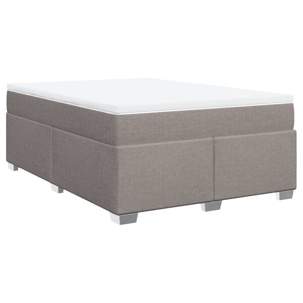vidaXL Cama box spring con colch&oacute;n tela gris taupe 140x190 cm