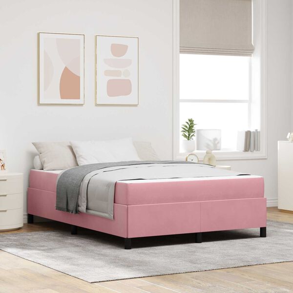 vidaXL Estructura de cama con colch&oacute;n Rosa 160 x 200 cm tela