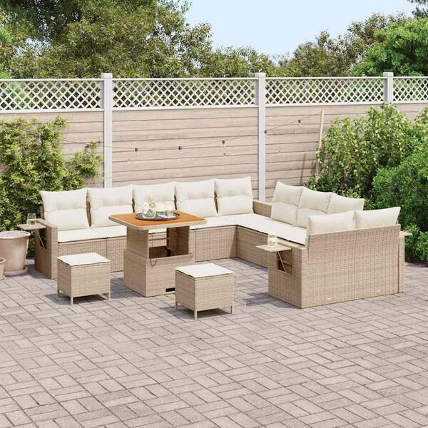 vidaXL Conjunto de sofá de jardín 13 pcs Beige ratán sintético
