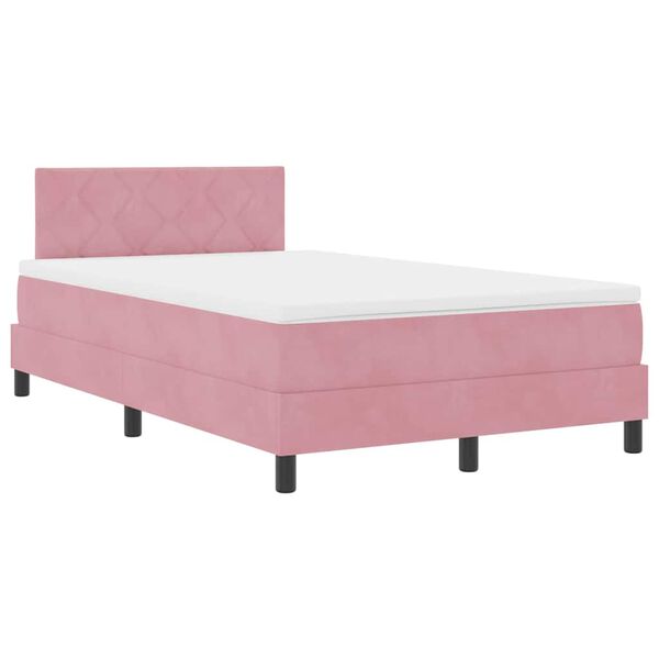 vidaXL Cama tipo Box Spring con colch&oacute;n Rosa 120 x 190 cm Terciopelo